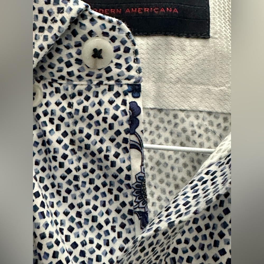 Robert Graham White and Navy Microdot Dress Shirt - Picture 7 of 14